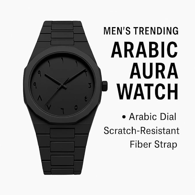 Arabic Black Aura Watch – Premium Luxury Timepiece with Arabic Dial & Elegant Black Finish