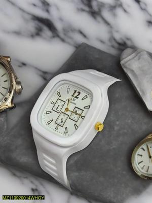 Square Dial Men’s Watch – Elegant White Analogue Timepiece with Modern Design